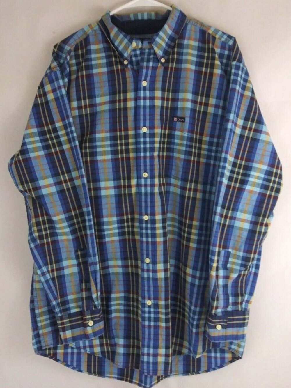 Chaps Easy Care Men's Colorful Plaid Casual Dress Shirt Size Large